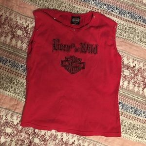Harley Davidson studded red tank